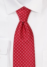 Red Extra Long Tie with Woven Micro checks