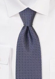 Woven Mens Tie in XL Size in Navy and Silver