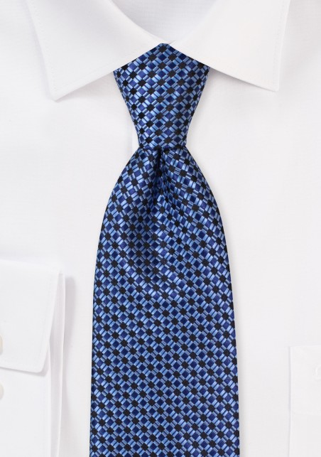 Blue Tie with Woven Micro Checks