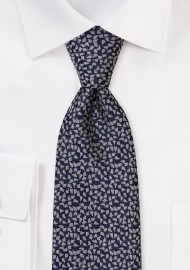 Navy XL Length Tie with Tiny Woven Triangles