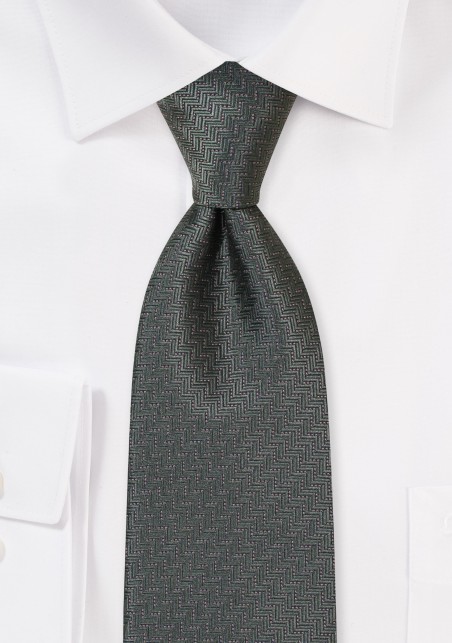 Extra Long Mens Tie in Matte Olive Green