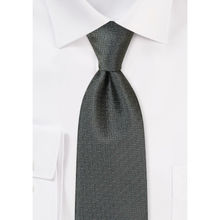 Extra Long Mens Tie in Matte Olive Green