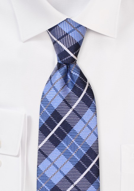 Classic Tartan Check Tie in Blue