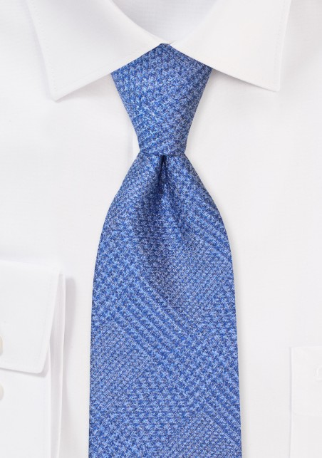 Extra Long Tie in Blue Prince of Wales Check