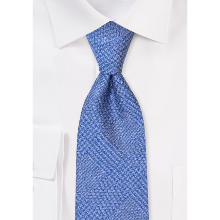 Extra Long Tie in Blue Prince of Wales Check
