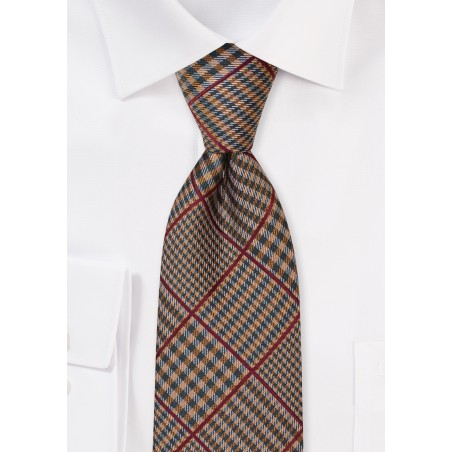 Brown and Olive Prince of Wales Checkered Tie