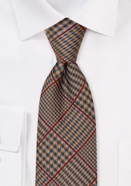 Brown and Olive Prince of Wales Checkered Tie