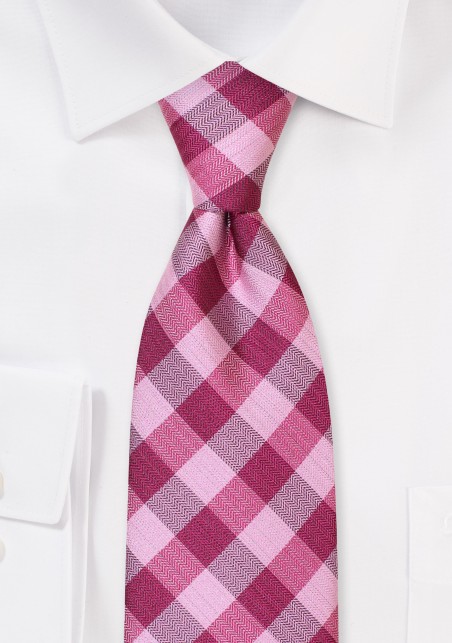 Pink Tie in Gingham Check