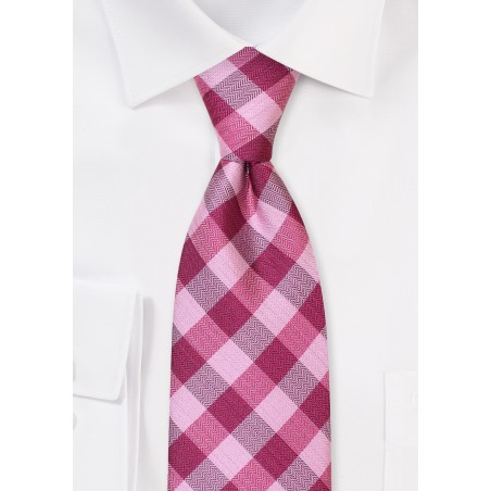 Pink Tie in Gingham Check