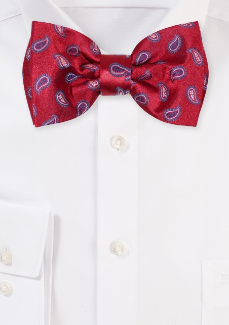 Mens Bow Tie in Wine Red paisley Design