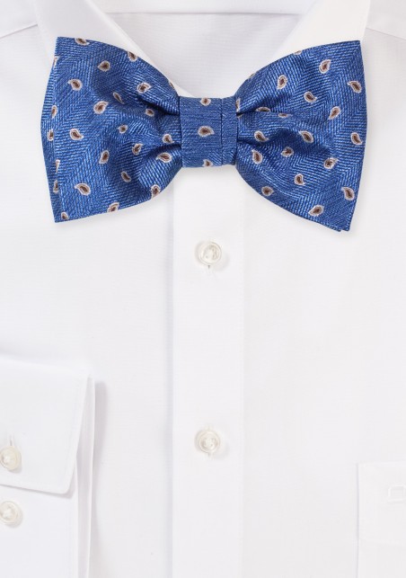 Blue with Bronze Paisley Bowtie