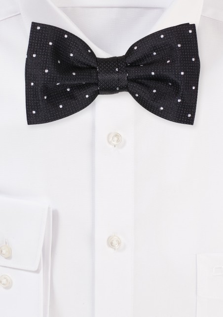 Black with Solver Polka Dot Bow Tie