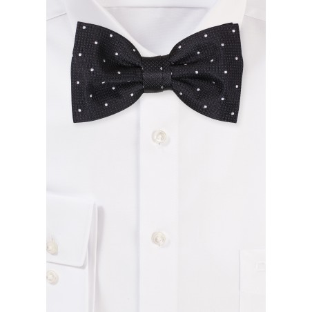Black with Solver Polka Dot Bow Tie