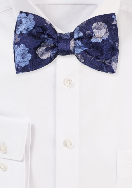 Rose Floral Bowtie in Shades of Blue