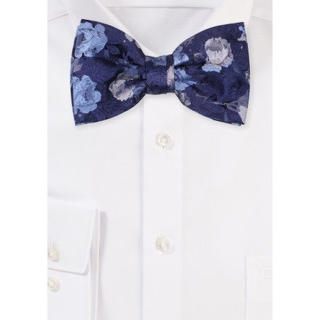 Rose Floral Bowtie in Shades of Blue