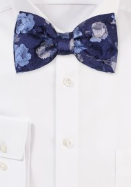 Rose Floral Bowtie in Shades of Blue