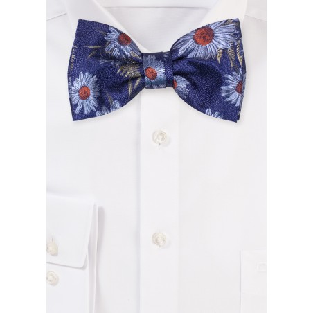 Blue Bow Tie with Large Flower Weave