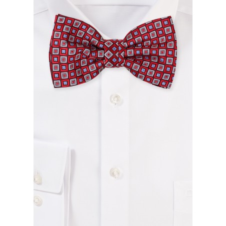 Red Bow Tie with Diamond Checks in Lilac
