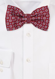 Red Bow Tie with Diamond Checks in Lilac