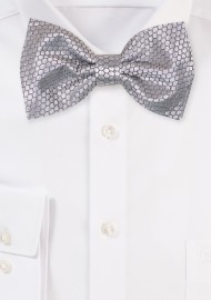 Platinum Silver Hex Checkered Bow Tie