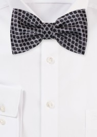 Black Bow Tie with Fish Scale Check Pattern