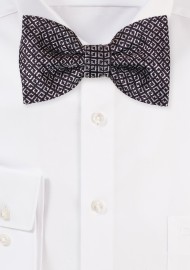 Checkered Mens Bowtie in Black and Silver