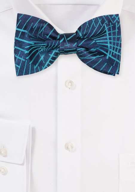 Teal Colored Bowtie with Graphic Design