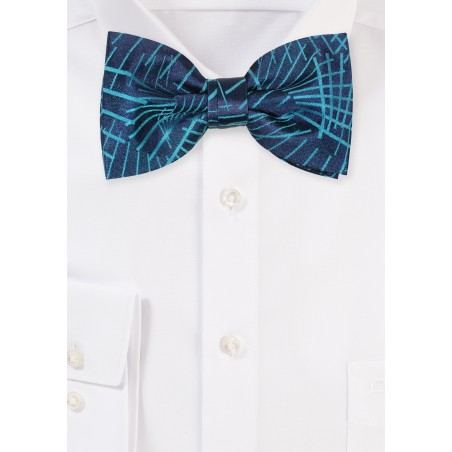 Teal Colored Bowtie with Graphic Design