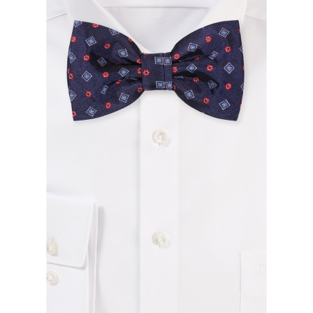 Navy and Crimson Red Mens Bowtie