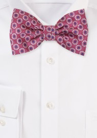 Rose Pink Bow Tie with Circular Floral