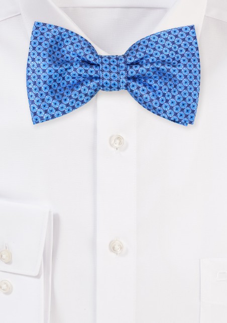 Aqua Blue Mens Bow Tie with Dots