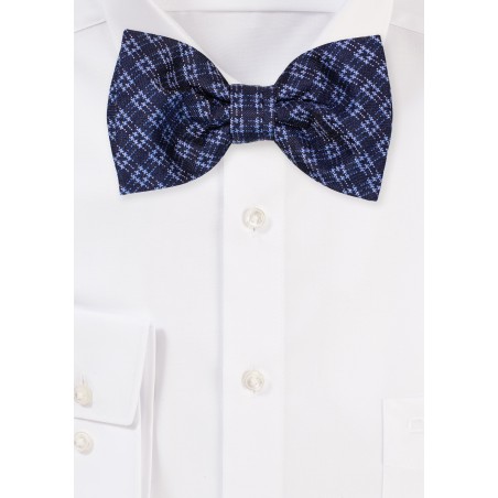 Modern Checkered Bowtie in Dark Blue