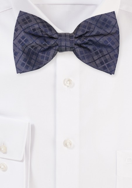 Gray with navy Checkered Bowtie