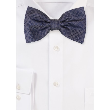 Gray with navy Checkered Bowtie