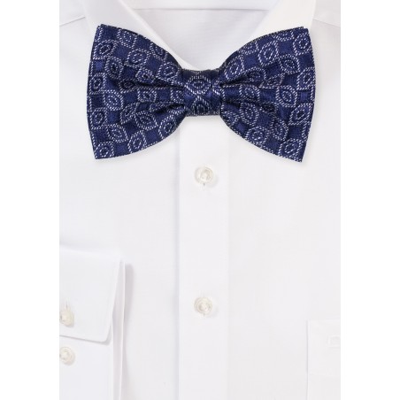Navy with Gray Bowtie in Unique Oval Design