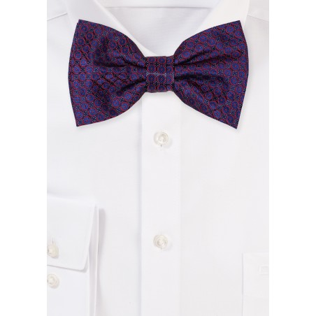 Navy Bow Tie with Red Circles