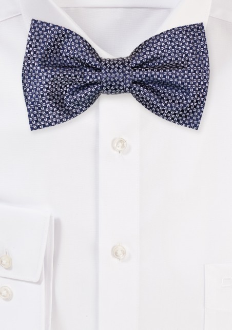 Midnight Navy Blue Star Check Bowtie