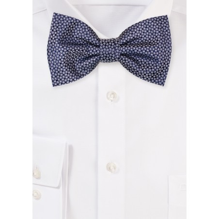 Midnight Navy Blue Star Check Bowtie