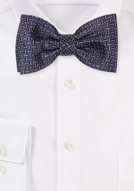 Dark Gray Bowtie with Intricate Checks