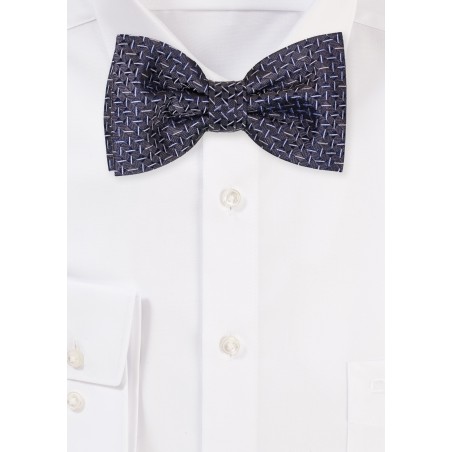 Dark Gray Bowtie with Intricate Checks