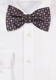 Argyle Checkered Bowtie in Navy and Bronze