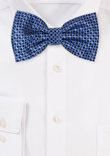 Matte Blue Bowtie with Mini Checks