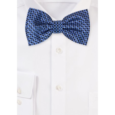 Matte Blue Bowtie with Mini Checks