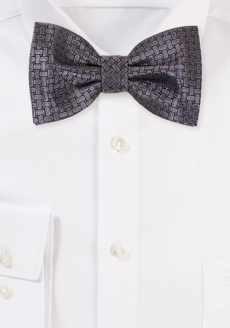 Dark Gray Bowtie with Unique Woven Oval Checks