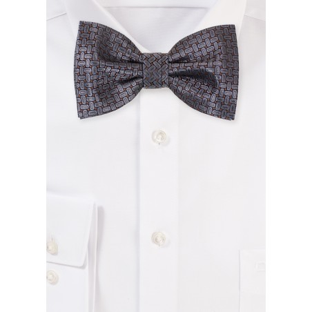 Dark Gray Bowtie with Unique Woven Oval Checks