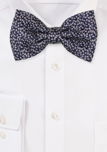 Navy Bow Tie with Triangles