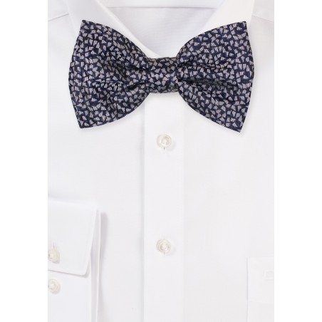 Navy Bow Tie with Triangles
