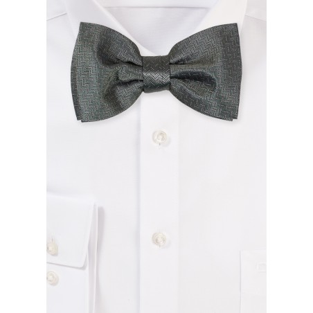 Bronze and Olive Bowtie in Herringbone Check