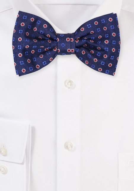 Blue Bowtie with All Over Design in Red and Royal