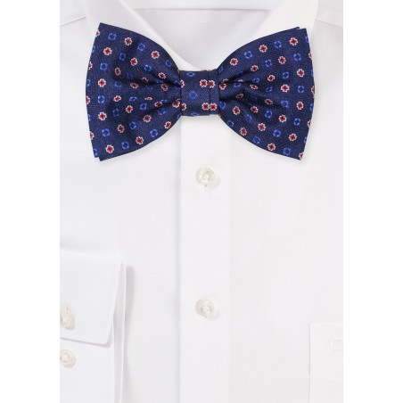 Blue Bowtie with All Over Design in Red and Royal